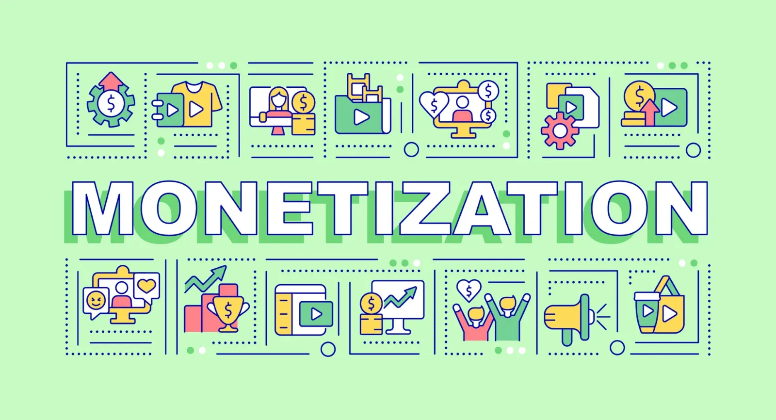 Facebook creator dashboard illustration showing content, views and monetization earnings