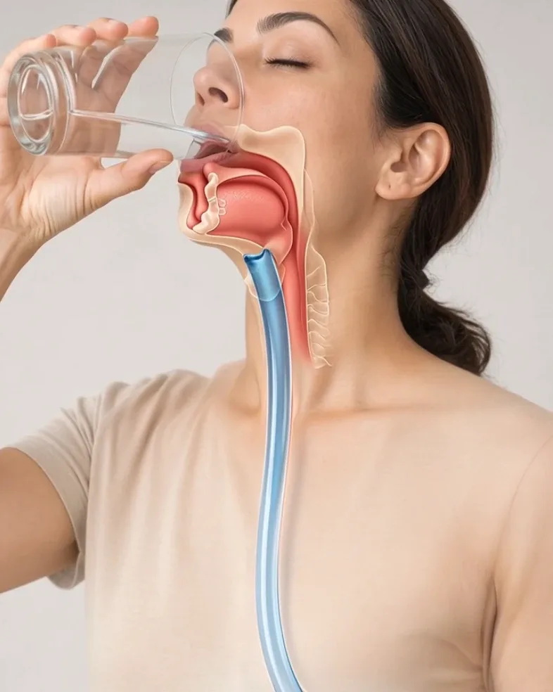 3D human body with semi-transparent torso revealing internal organs during a health explanation